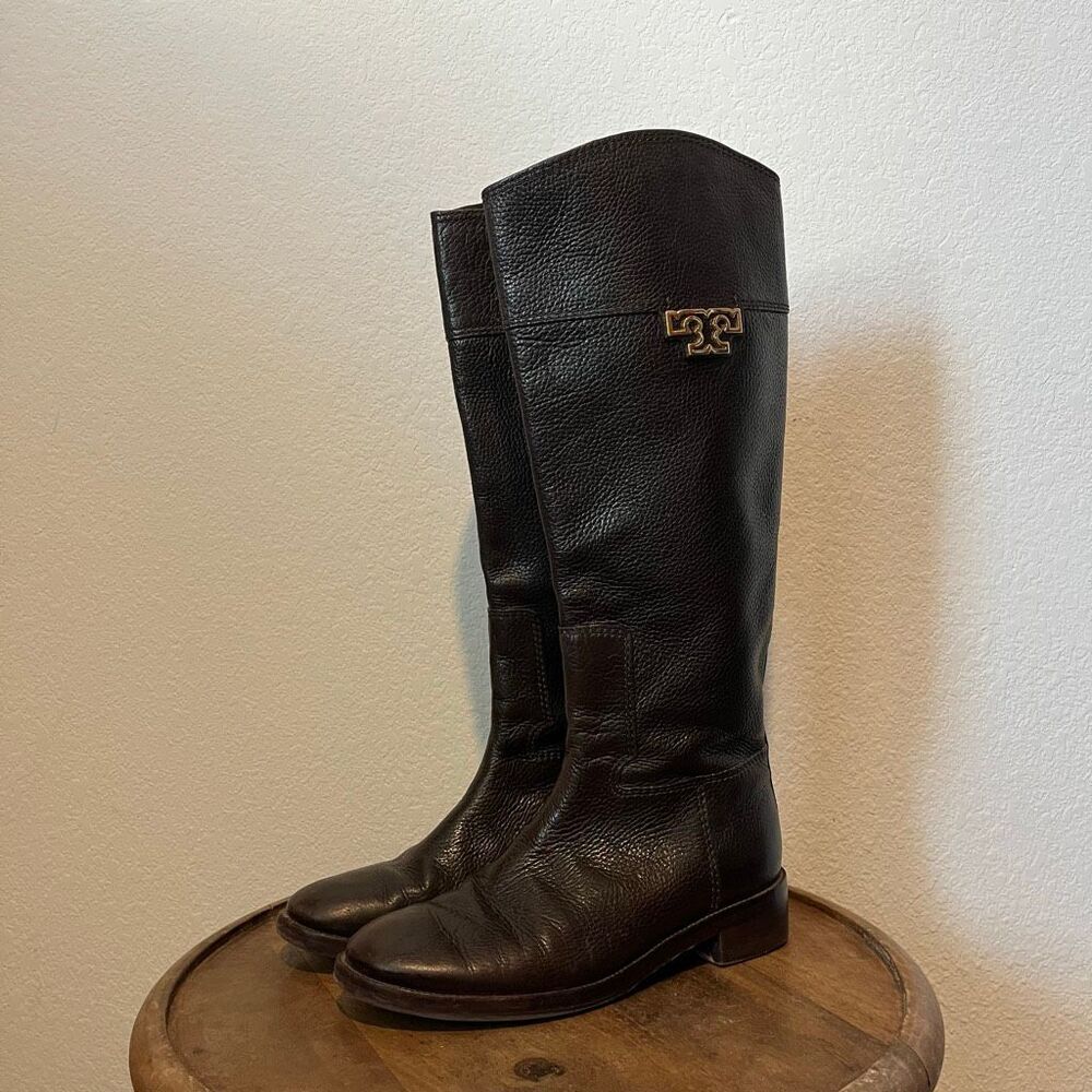 Tory Burch Joanna Leather Brown Tall Knee High Riding Boots Women's Size 8.5
